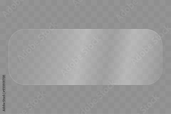 Fototapeta Rectangular transparent frame with glare. transparent rectangular glass. vector illustration