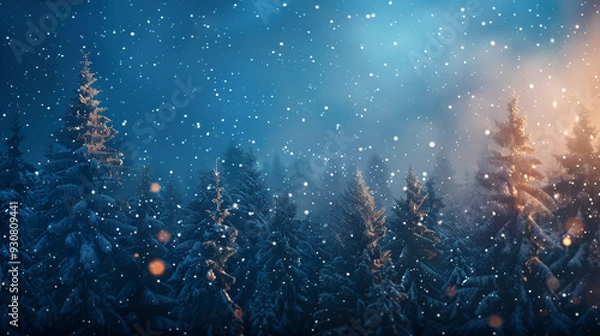 Fototapeta lovely blue winter background with snow for Christmas and New Year's
