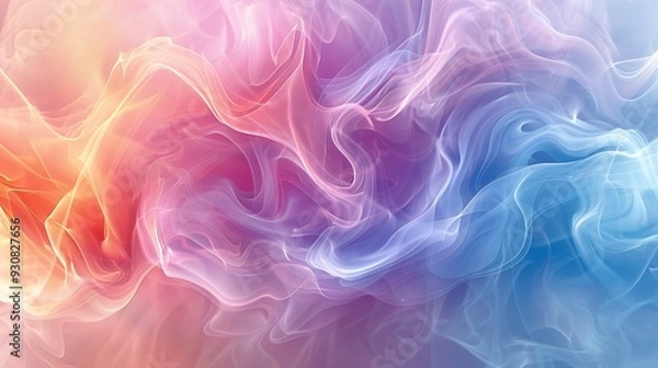 Fototapeta A colorful abstract swirl of smoke-like textures in soft pastel shades.