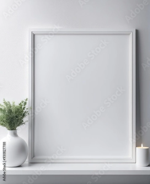 Fototapeta White frame mockup close up, 3d rendering