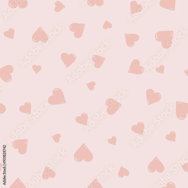 Fototapeta Seamless vector pattern tossed pink heart shapes, great for wrapping paper, packaging, fabric