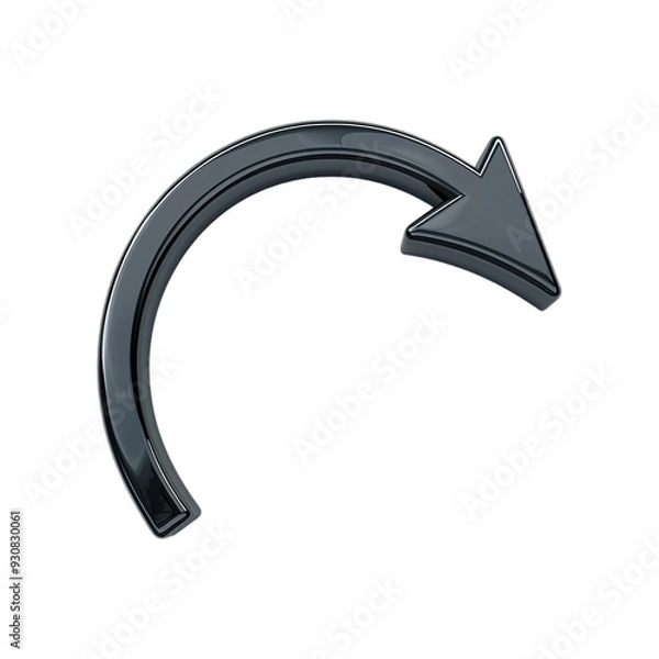 Obraz 3D Black Curved Arrow on Transparent Background