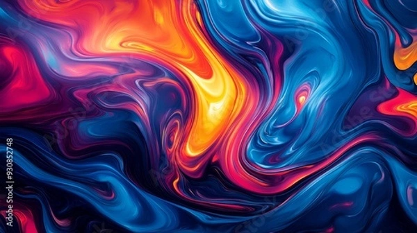 Fototapeta Abstract colorful fluid art with vibrant swirls