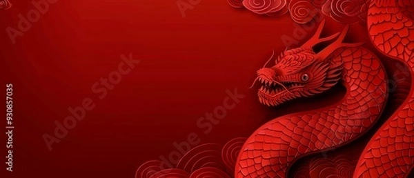 Fototapeta Chinese new year still life of snake celebration. Chinese new year background 3d illustration.