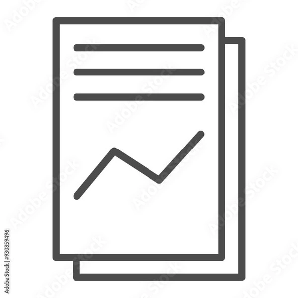 Fototapeta Report text file icon. Document with chart symbol. Editable stroke, pixel perfect