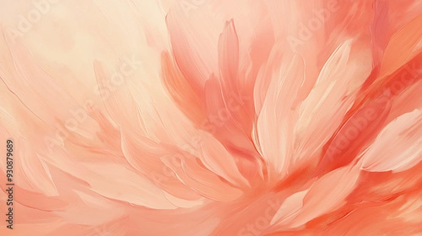 Fototapeta abstract and colorful artwork depicting pink and orange flowers on a pristine white background, highlighting their delicate charm.