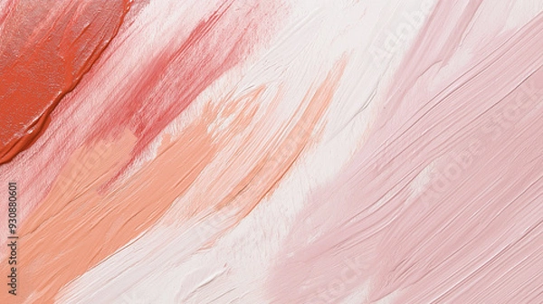 Fototapeta abstract and colorful artwork depicting pink and orange flowers on a pristine white background, highlighting their delicate charm.