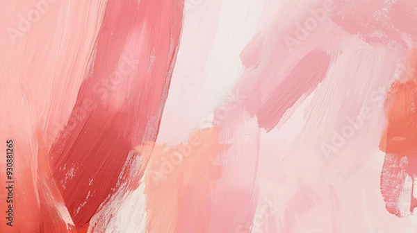 Fototapeta abstract and colorful artwork depicting pink and orange flowers on a pristine white background, highlighting their delicate charm.