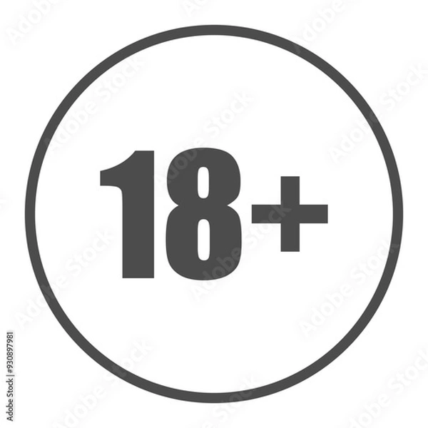 Fototapeta Plus 18 Movie Symbol Icon Vector Illustration, pixel perfect, editable stroke