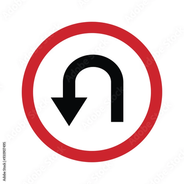 Obraz U-Turn road sign. icon great for any use. Vector EPS10.