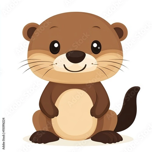 Fototapeta A cute cartoon otter character with a happy expression, perfect for children's illustrations and nature-themed designs.