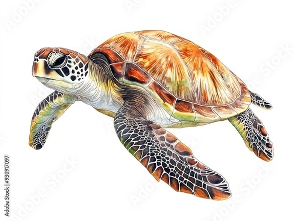 Fototapeta Colorful Sea Turtle Illustration
