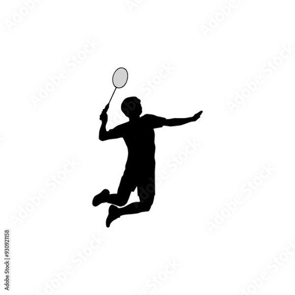 Obraz siluet badminton player. badminton player vector illustration for icon,symbol or logo. badminton player silhouette