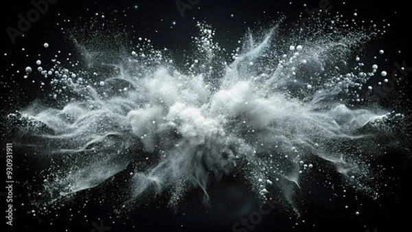 Fototapeta High-contrast monochrome particles form a dynamic, abstract texture with a grungy, organic feel, ideal for backgrounds, printing elements, and design accents.