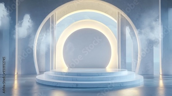 Fototapeta Abstract Architectural Design with Circular Elements and White Marble