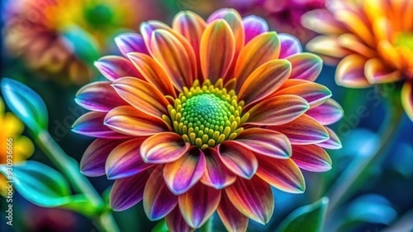 Fototapeta Closeup image of a vibrant and beautiful full color flower, closeup, vibrant, beautiful, full color, petals, bloom, nature
