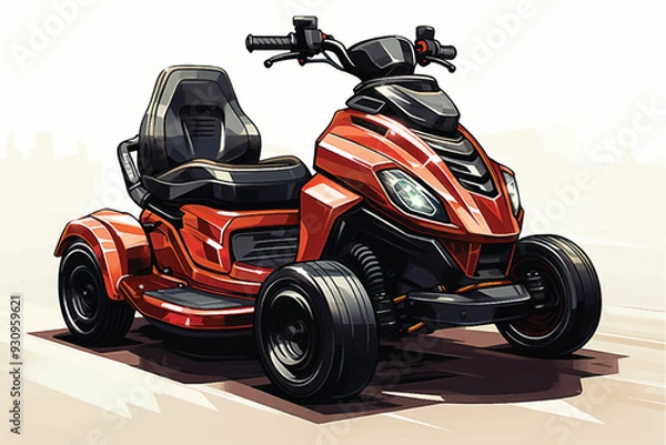 Obraz Summer offroad atv with front three quarter view, isolated on grey background. 3d rendering - illustration