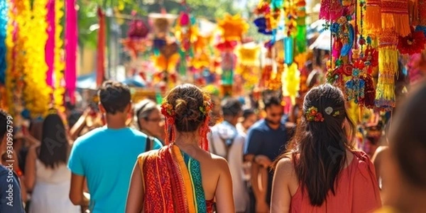Obraz a local festival, colorful decorations and joyful participants immersing in a rich cultural experience