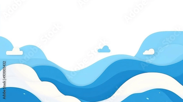 Fototapeta A sleek blue and white wave banner, perfect for modern business presentations, featuring a unique cartoonstyle texture.