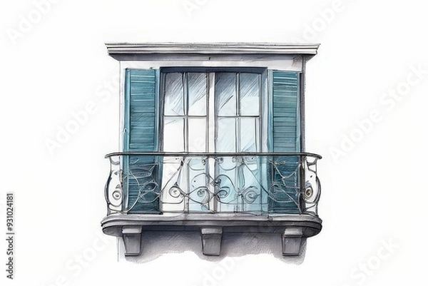Fototapeta the AI Image Generator, Watercolor Window with Plants