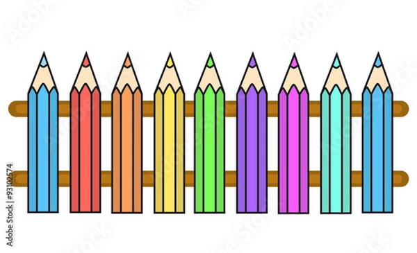 Obraz Vector color crayons fence