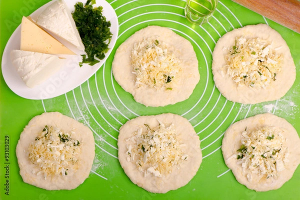 Fototapeta flat cake with cheese stuffing