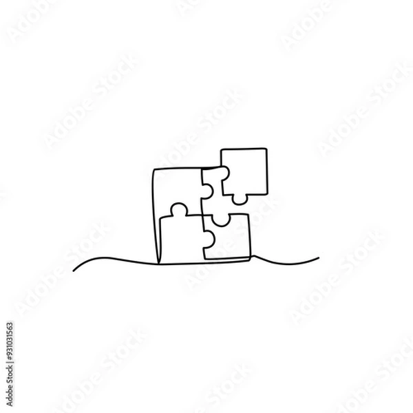 Fototapeta continuous line puzzle