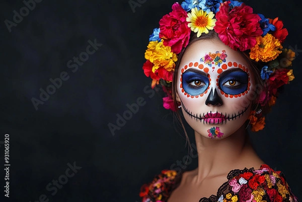 Fototapeta Beautiful women Halloween makeup, women Easter makeup