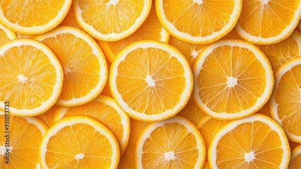 Fototapeta Orange slices forming a seamless background, captured from a top-down perspective