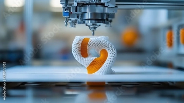 Fototapeta 3D printer constructing a medical device prototype, emphasizing the application of 3D printing in healthcare innovation.