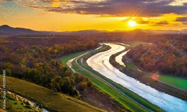Obraz sunset over the river