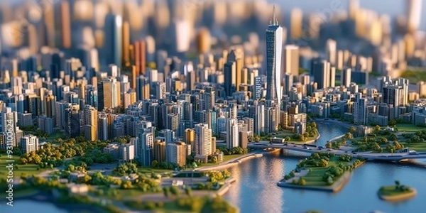 Fototapeta A modern city planning interface with tech-driven controls, interactive urban layouts, and live data monitoring tools