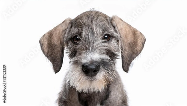 Obraz ディアハウンドの子犬のポートレート（Deerhound puppy portrait on white background）
