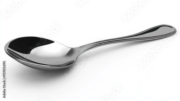 Fototapeta Shiny Teaspoon on White Background
