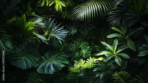 Fototapeta 4. A detailed view of poisonous plants in a dense jungle setting