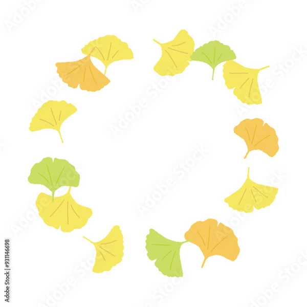 Fototapeta 秋をイメージしたイチョウのフレームイラスト素材