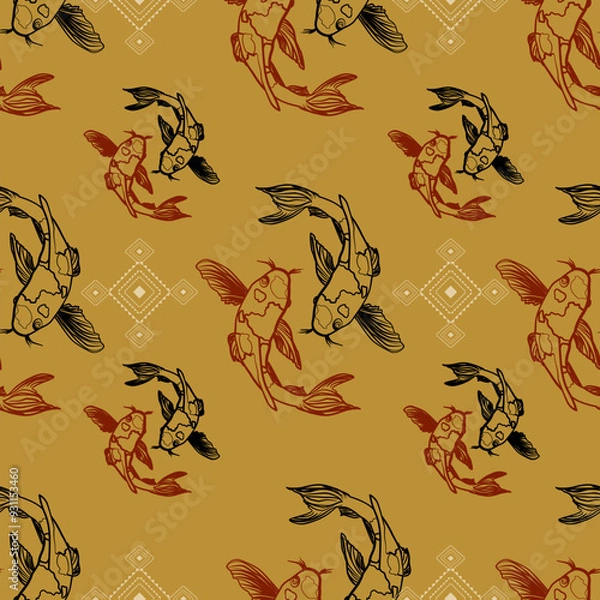 Obraz Japanese Koi Fish Seamless Pattern Image