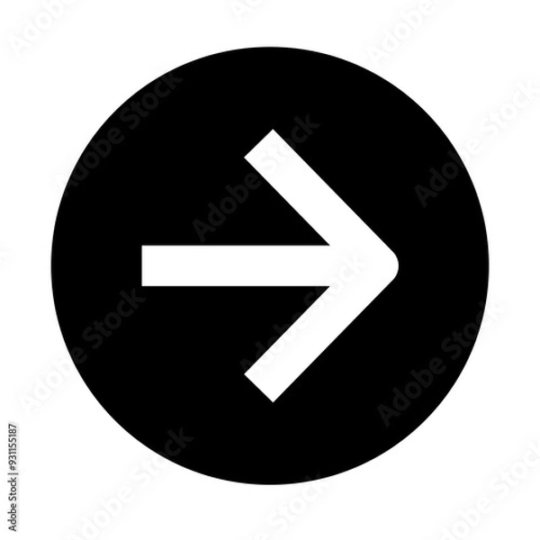 Obraz Next arrow flat icon inside a black circle 
