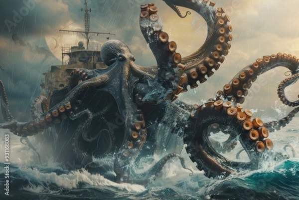 Obraz Kraken Attacks Ship.