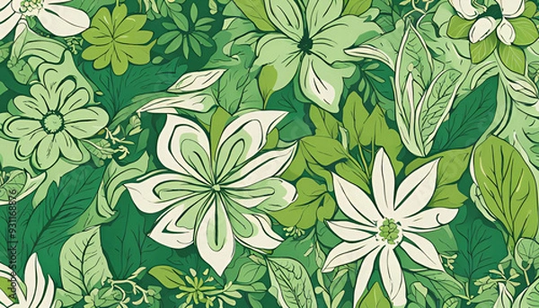 Fototapeta seamless pattern with leaves