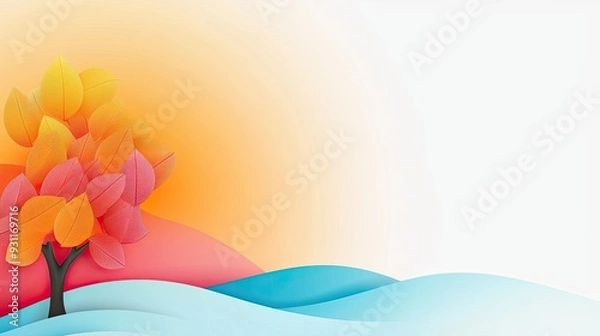 Obraz Vibrant Abstract Background with Yellow Tree