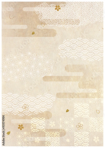 Obraz 紅葉と和紙背景