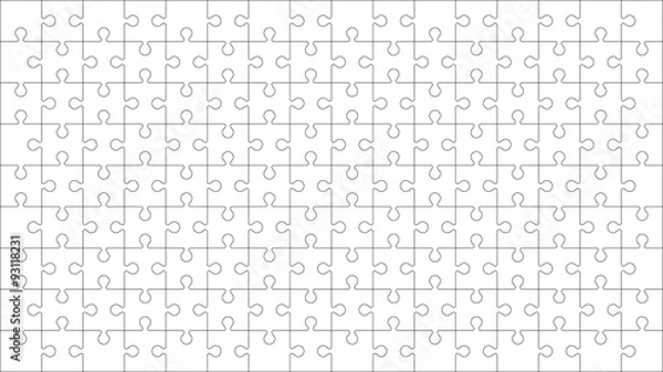 Obraz Jigsaw puzzle blank template or cutting guidelines : 16:9 ratio