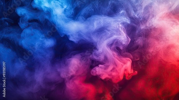 Fototapeta Abstract background of red and blue smoke.