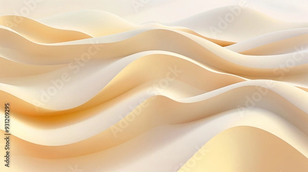 Fototapeta Abstract waves of cream and beige fabric flowing in gentle curves, creating a soft and luxurious texture in a minimalistic design.