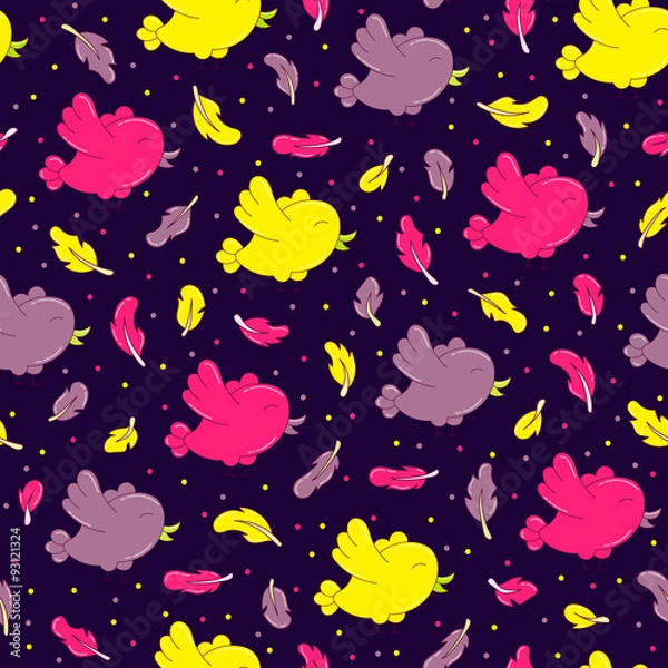 Obraz wzór z ptaków i piór