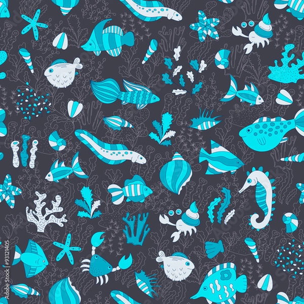 Obraz seamless pattern with underwater animals