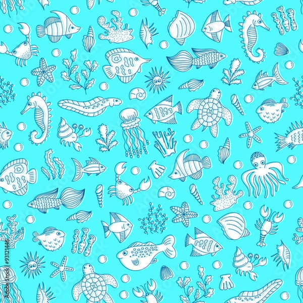 Obraz seamless pattern with underwater animals
