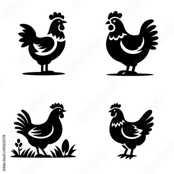 Obraz chicken icon silhouette.ai