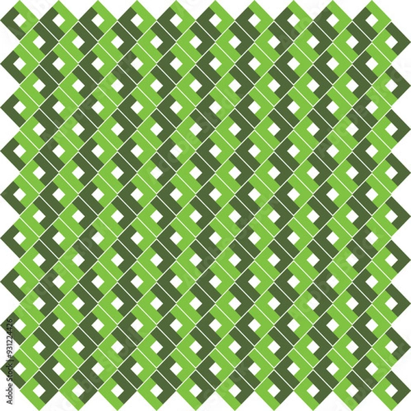 Fototapeta Seamless geometric pattern with interlocking green and dark green diamond shapes, creating a modern and symmetrical design.